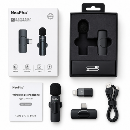 NeePho Wireless Lavalier Microphone – Plug & Play Noise Reduction Mic