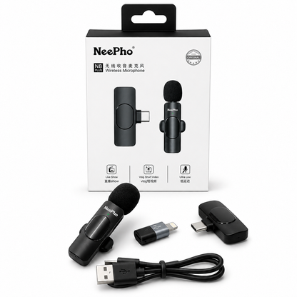 NeePho Wireless Lavalier Microphone – Plug & Play Noise Reduction Mic
