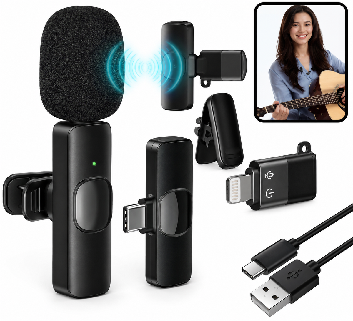 NeePho Wireless Lavalier Microphone – Plug & Play Noise Reduction Mic